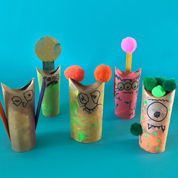 Toilet roll monsters kids craft project