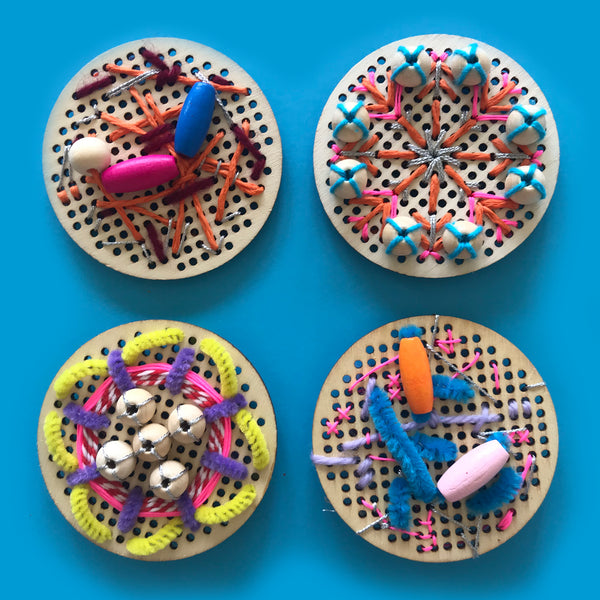 embroidered wooden discs kids craft project