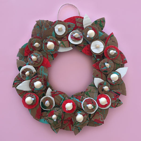 up-cycled cardboard christmas wreath