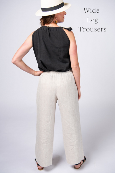 Wide Leg Trousers in natural linen