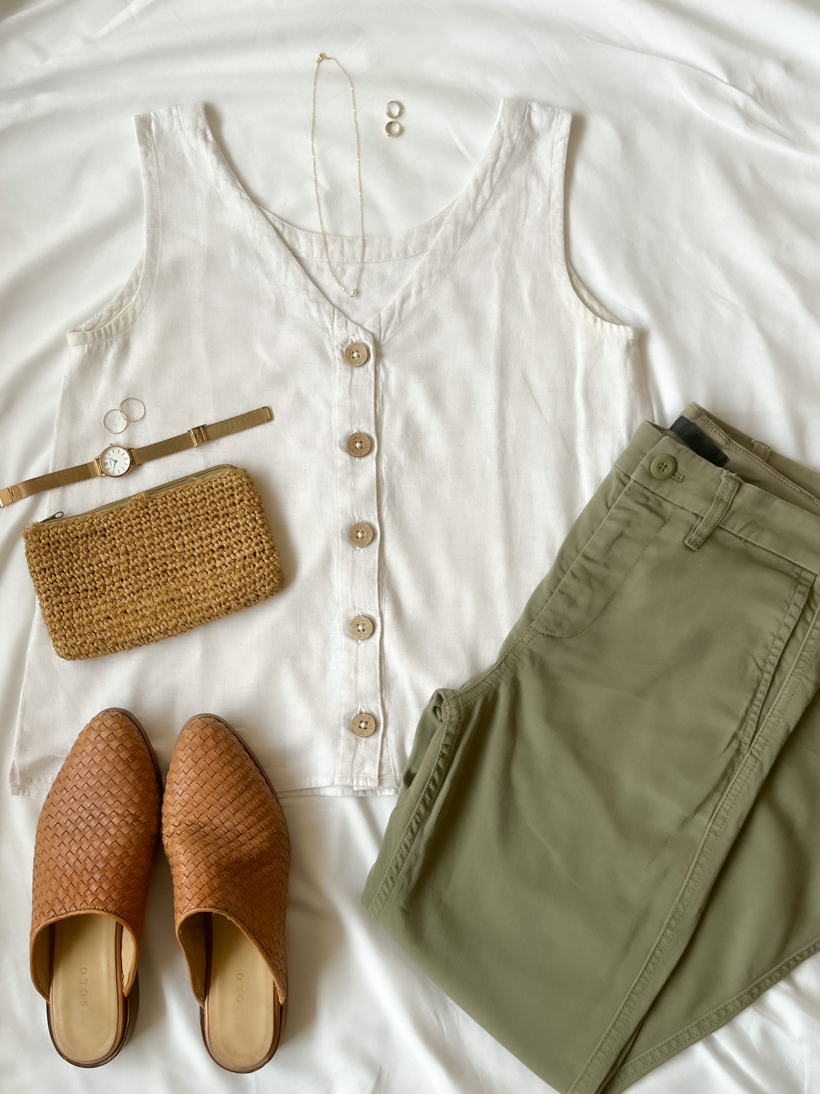 Neutral colors flatlay of Swahlee's Sleeveless Reversible Top
