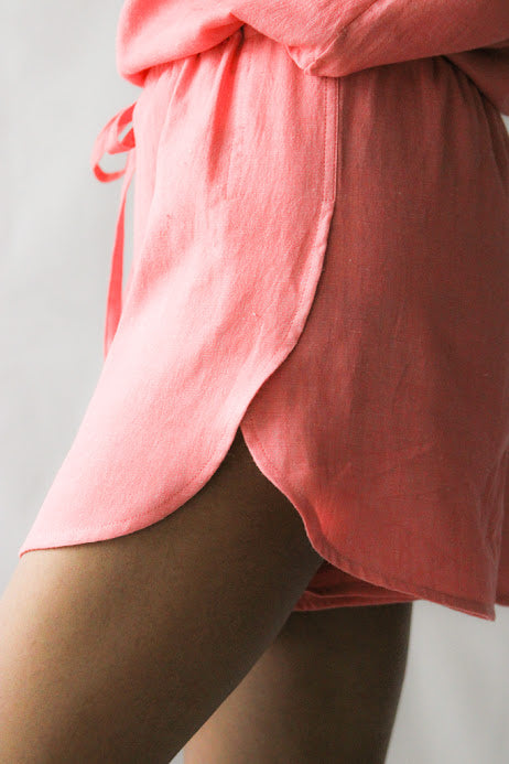 Women's Cotton loungewear — Rest Shorts in Coral Pink 
