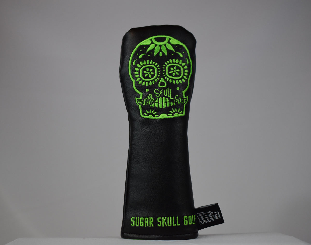 Sugar Skull Golf *NEW STYLE* Black/Lime Green Hybrid Headcover *Preord