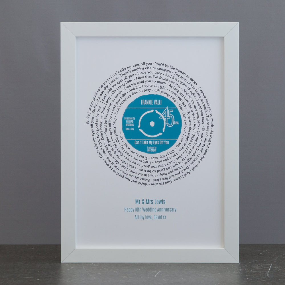 Personalised Lyrics Record Print Presentation Disc Style Not Just A Print Not Just A Print
