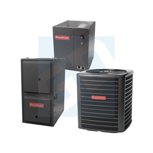 Goodman 2 Ton GSXV9 21 SEER High-Efficiency AC with 60K Btuh GMVM97 Up to 98% AFUE Performance Multi-Position ECM Gas Furnace