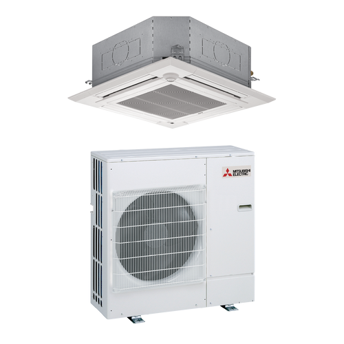 Mitsubishi 30,000 BTU Hyper-Heat Ceiling Cassette Single Zone Heat Pump Unit (PLA-A30EA7R1.TH & PUZ-HA30NKA7)