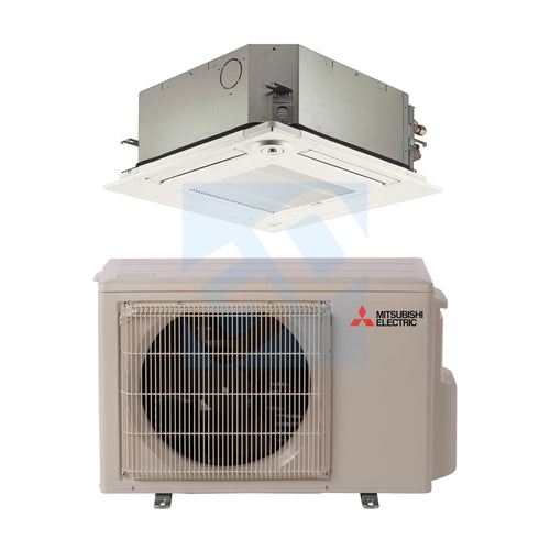 Mitsubishi KF 12,000 BTU 22 SEER 4-Way Ceiling Cassette Heat Pump System