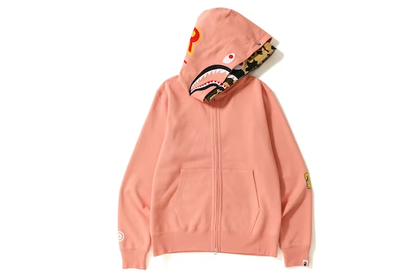 BAPE 2nd Shark Wide Full Zip Double Hoodie Pink – Premier Hype