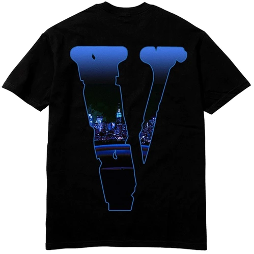 している⅘ [新品]Pop Smoke x Vlone Smoke Black Tee ⑤ U69Wf