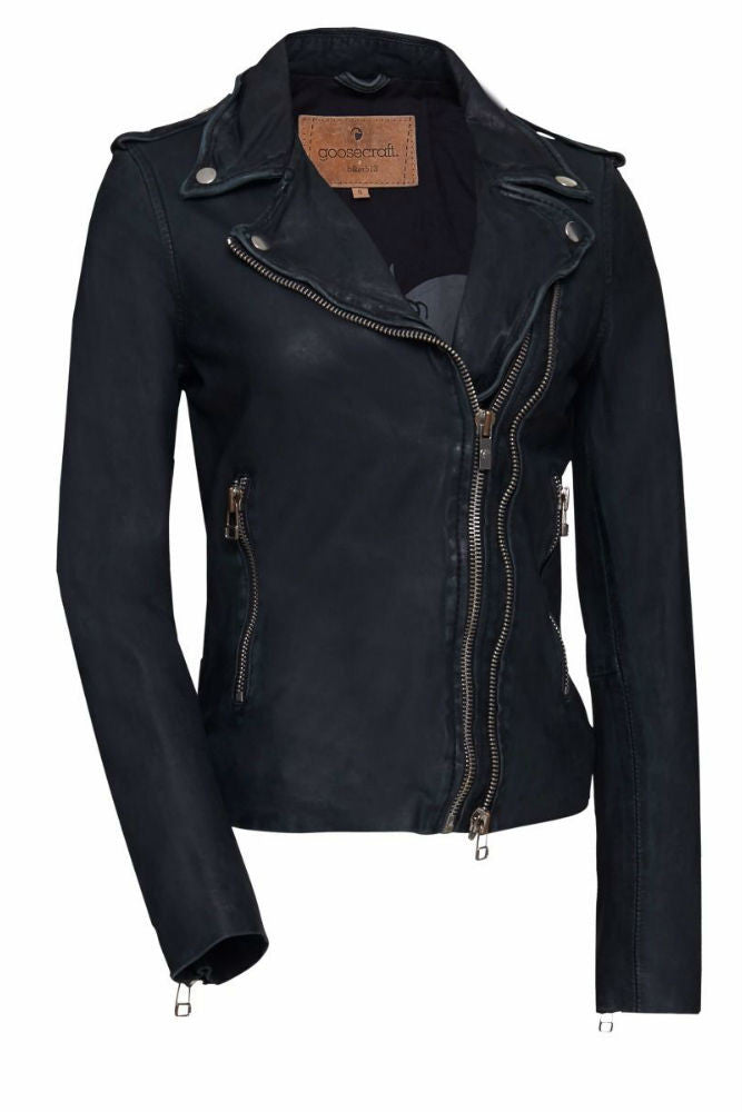 Goosecraft Biker 513 Leather Jacket in Beach Black – Shop Adorn