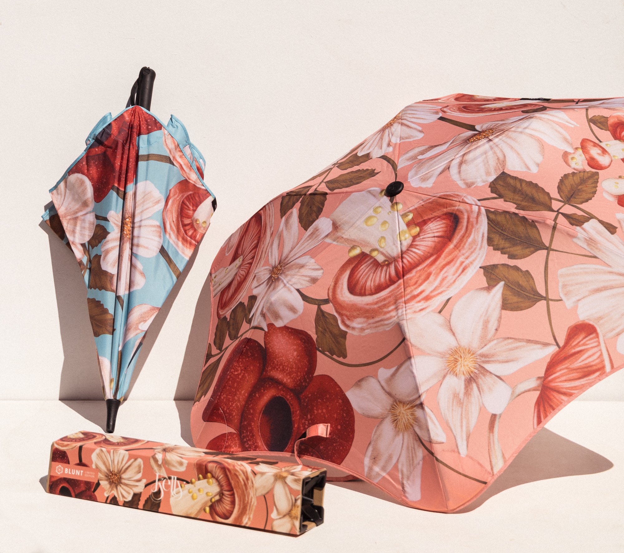 Kelly Thompson Blunt Umbrellas Blooms and Shrooms umbrella design collaboration illustration