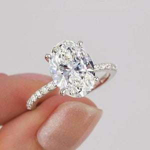 Classic Oval Cut Simulated Diamond Engagement Ring In White Gold ...