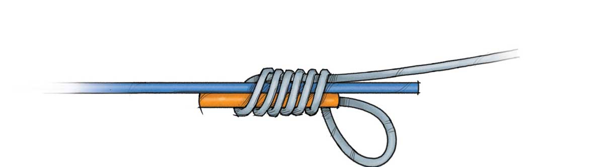 Fly Fishing Knots. How to tie the nail knot step two