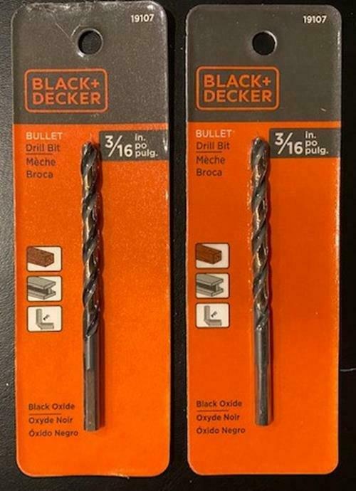 Black & Decker 19108 1/4Bullet Carded Premium HSS Drill Bit Multiple  Purpose 2p
