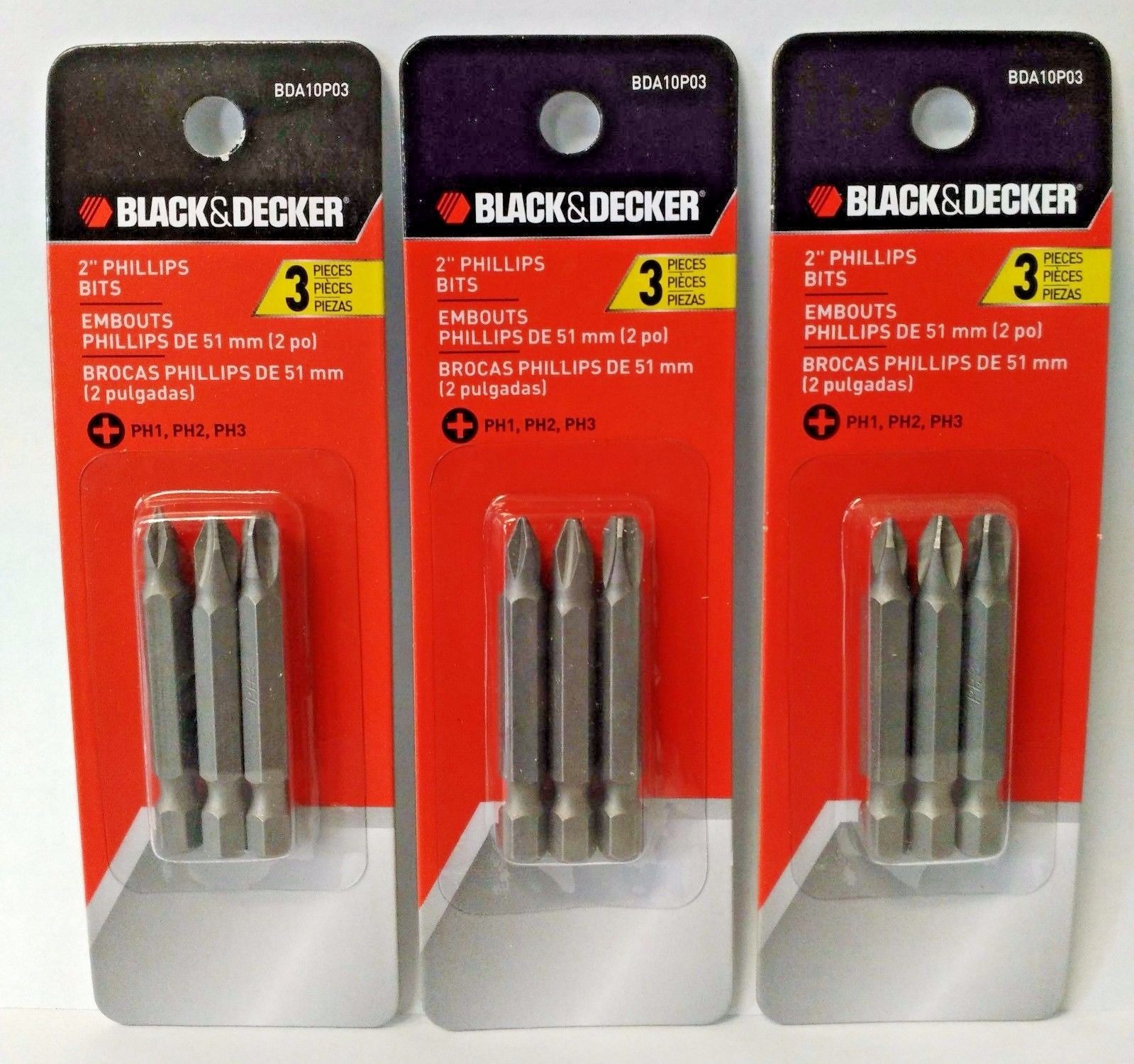 Black Decker 71-421 Scorpion #1 Phillips x 2 Screw Driving Bit Tips 5