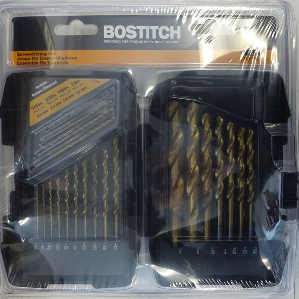 BOSTITCH Bostin-21M 21-Piece Titanium Drill Bit Set 1/16" to 1/2"