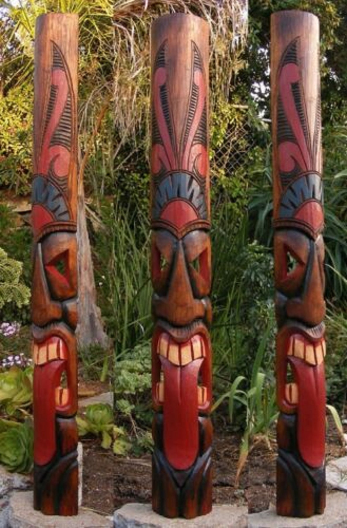 5 Foot Tall Tiki Statue Tiki Mask Tongue Face Tiki Mask African Mask P ...