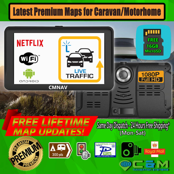 7 CMNAV 360 Traffic Camper - LIVE TRAFFIC- Built-in FullHD Dashcam, Android, Wi-Fi 0