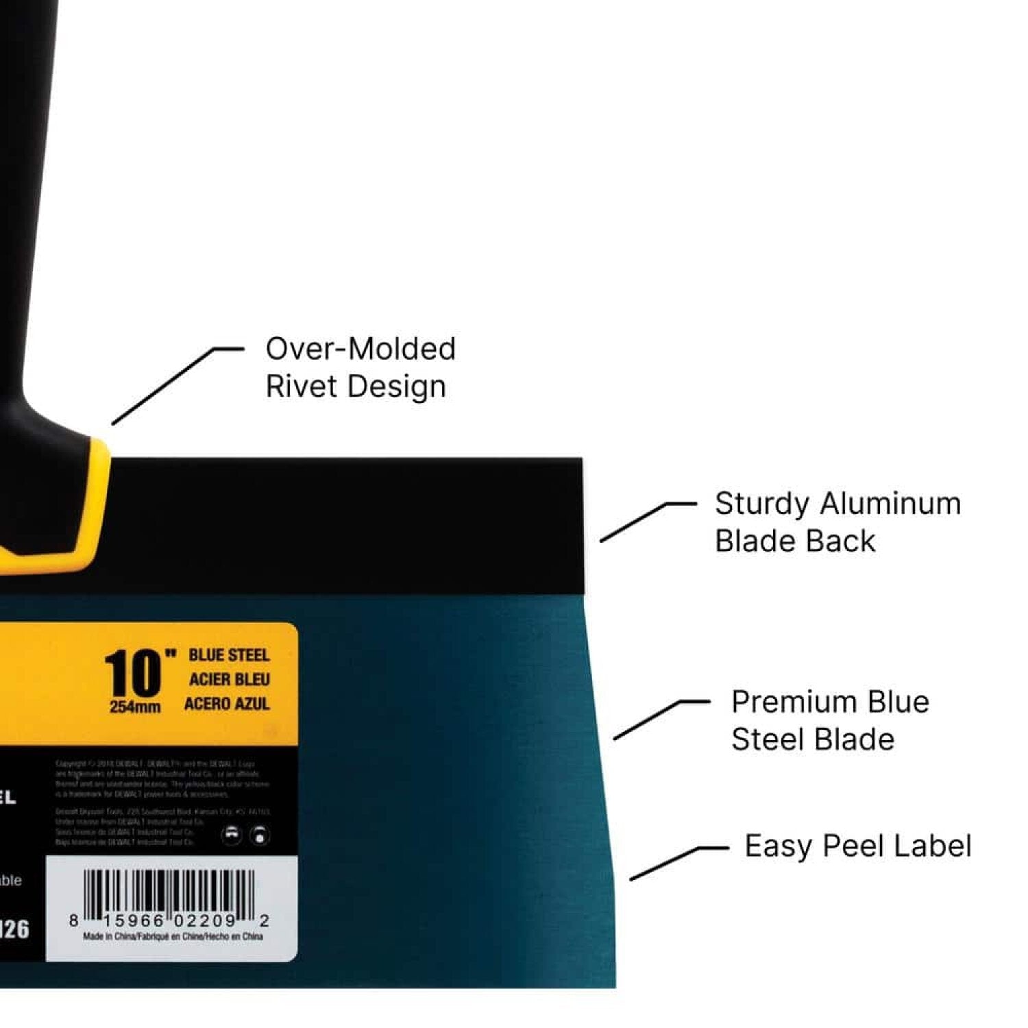 10-inch Blue Steel Big Back Taping Knife by Dewalt DXTT-2-182 with Soft Grip Handle