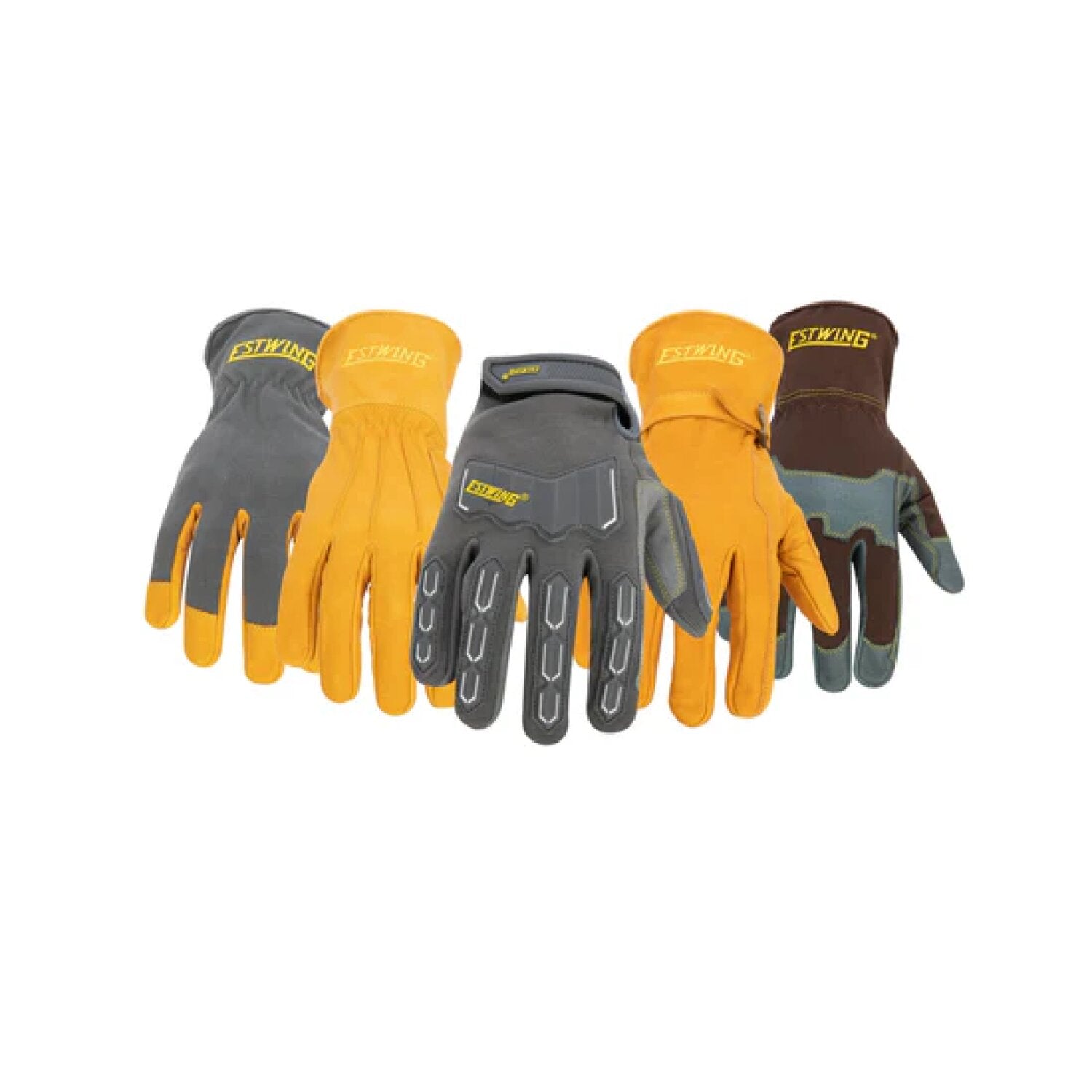 Work Glove by Estwing EWLP1012: Reinforced Knuckle, Leather Palm, Elastic Sewn Extended Cuff