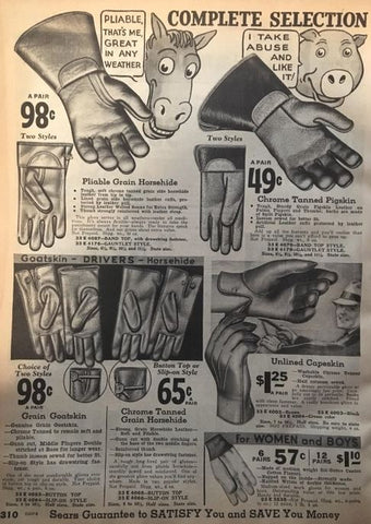 Retro newspaper glove ad