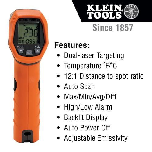 Klein Tools IR1 Infrared Digital Thermometer with Targeting Laser