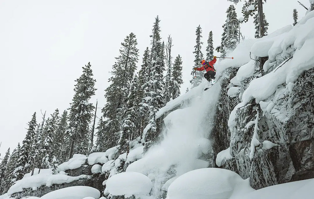 Max Martin dropping off a cliff on skis