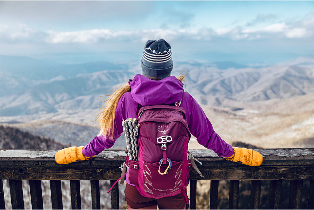 Katlyn in her Give'r Frontier Mittens enjoying the view