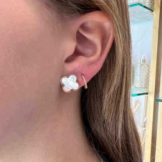 Medium Colored Stone Clover Earrings – Velvet Box Jewels