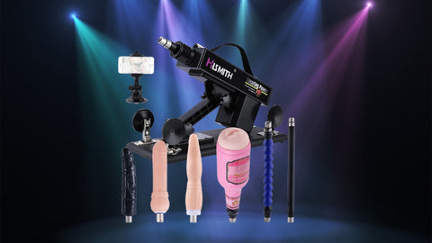 Thrusting dildo machine set, anal dildo and flashlight
