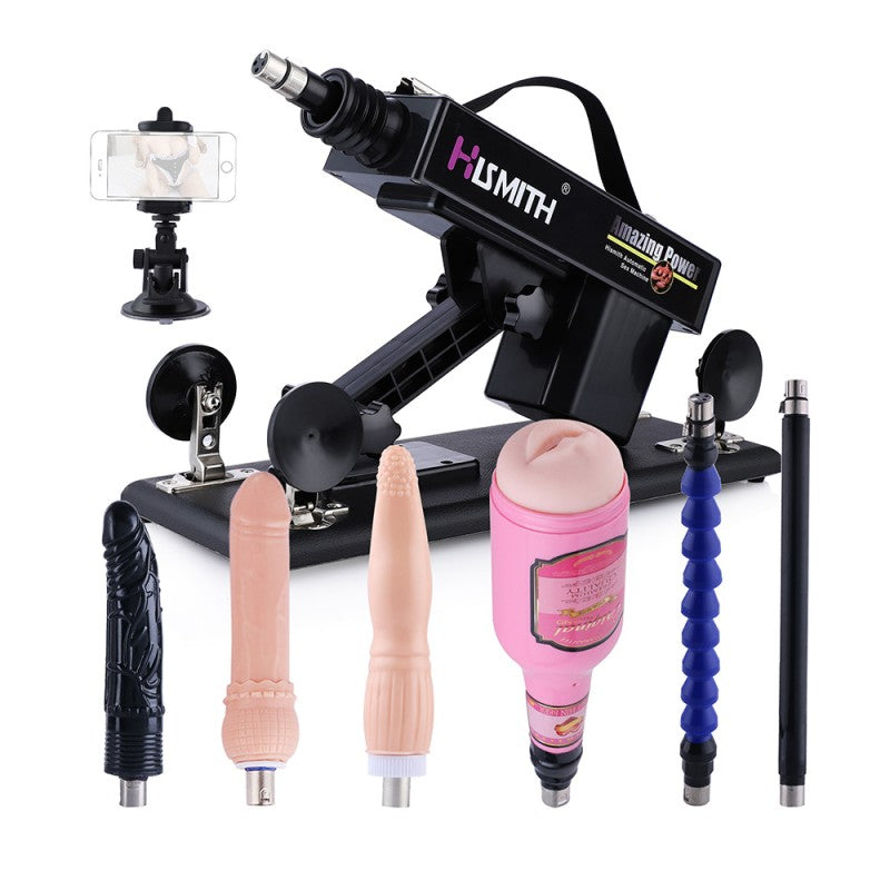 Hismith Mini Sex Machine Thrusting with 7 attachments Lifelike Dildos and  Masturbation Cup for Unisex, Powerful Speed Love Machines Gun for Women for