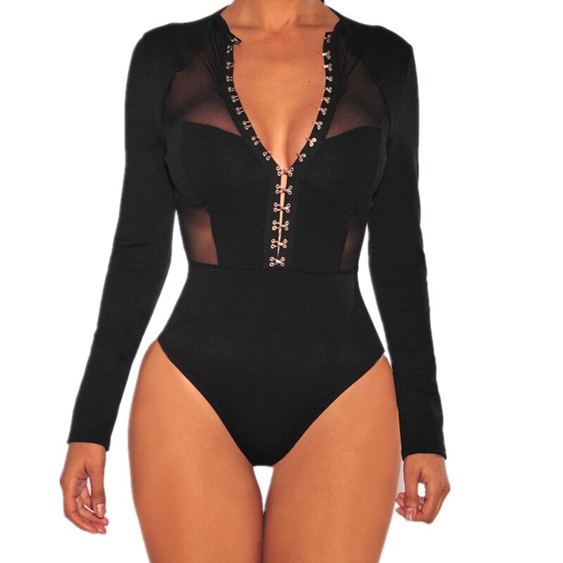 Up to XXXL Sexy V Neck Transparent Bodysuit - Own Pleasures