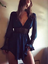 Load image into Gallery viewer, Bohemian Lace Edge Stitching V-Neck Mini Dress