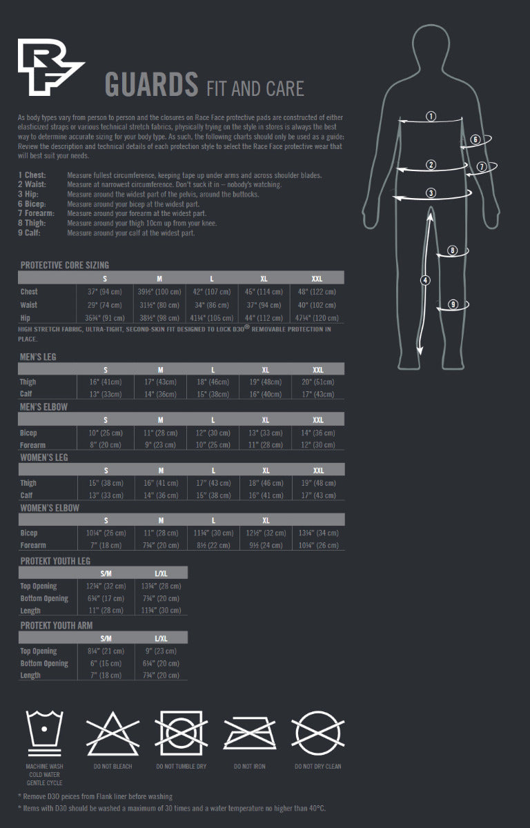 RaceFace Size Chart