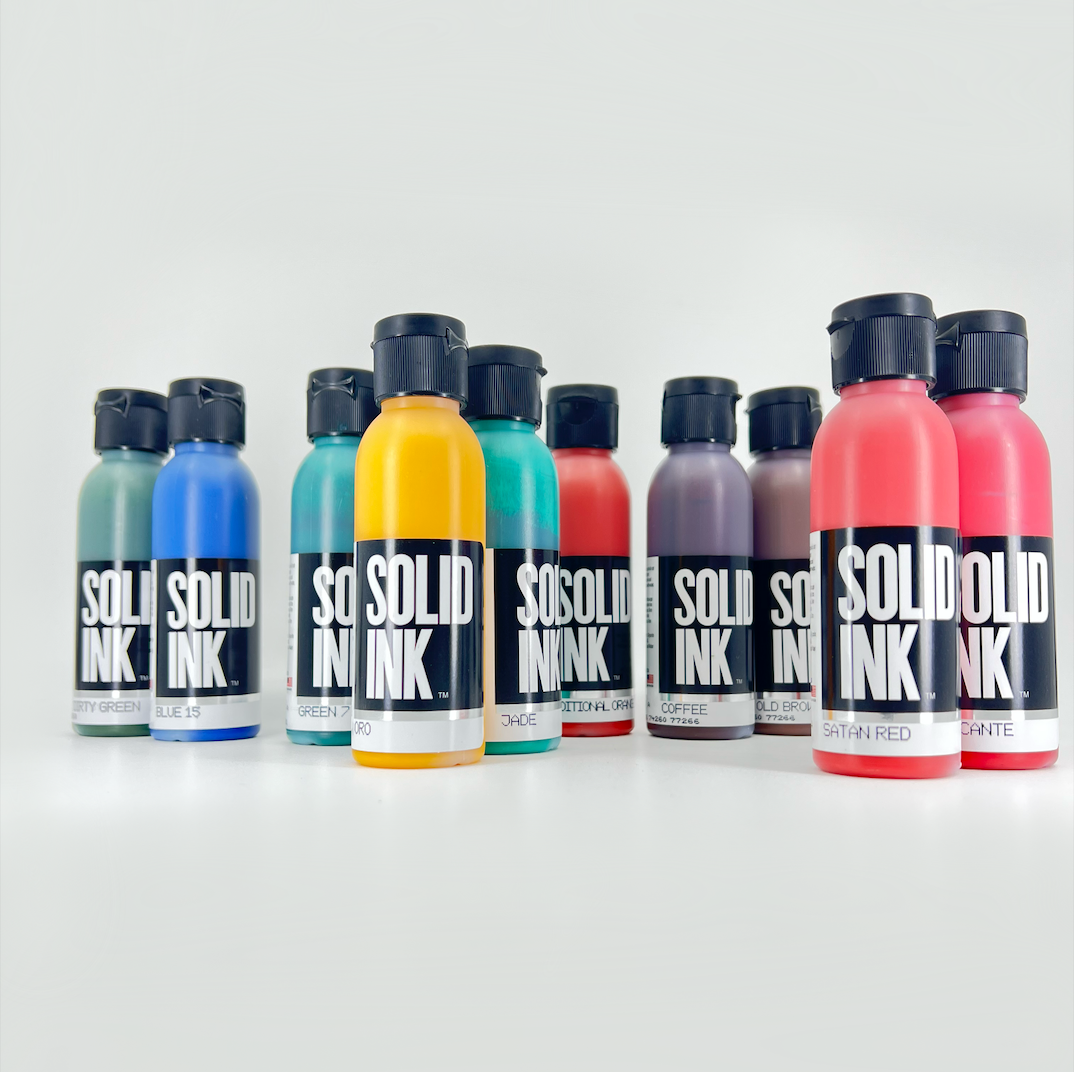 60 Color Mega Set Tattoo Ink Bottles Lining Black | by Solid Ink