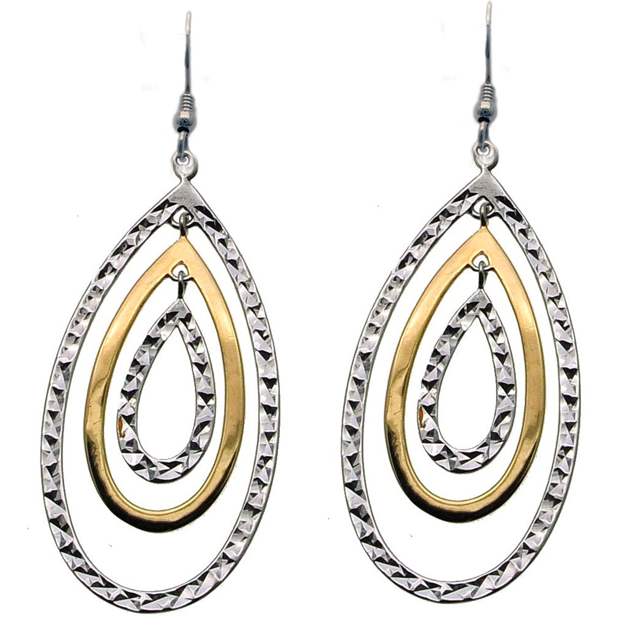 Sleek and Contemporary Silver and Gold Earrings