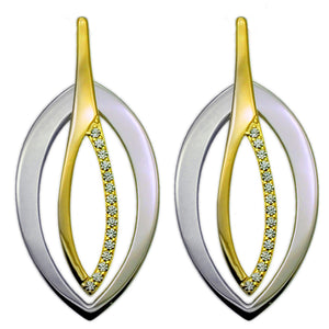 Sleek Modern Silver and Gold Drop Earrings