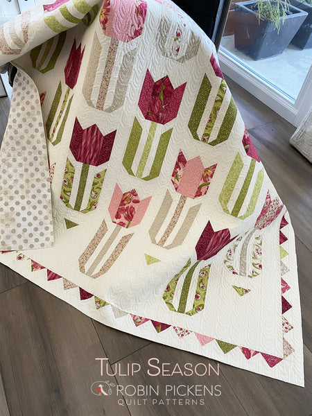 TULIP SEASON printed quilt pattern booklet, Robin Pickens, Lap/Wall or Large