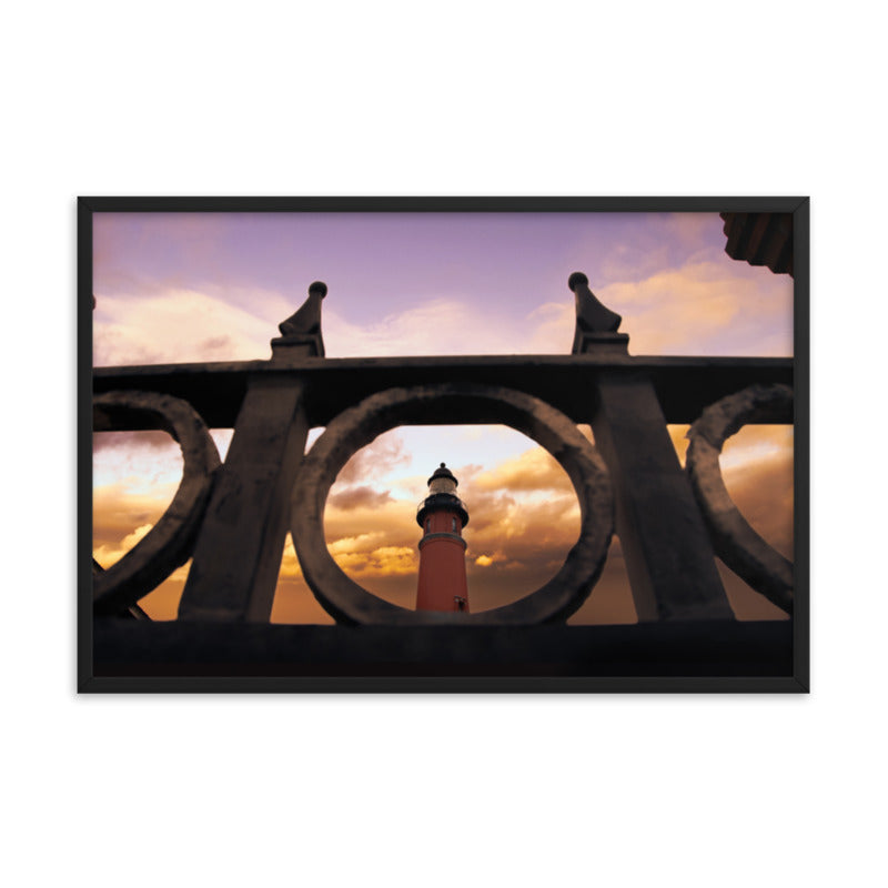 Ponce De Leon Lighthouse and Iron Fence Architectural Coastal Photo Framed Wall Art Prints