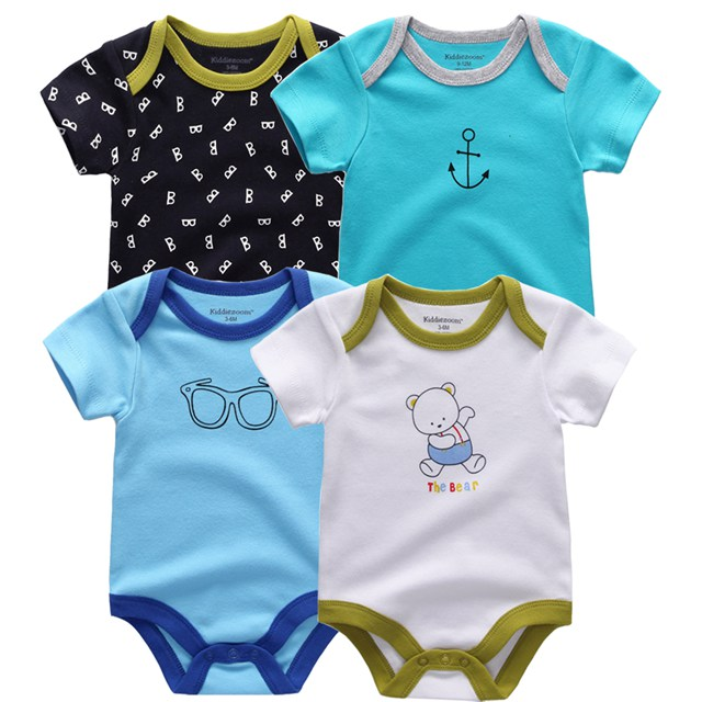 4pcs/pack 0-12m short-Sleeve Baby body suits – kiddiezoom