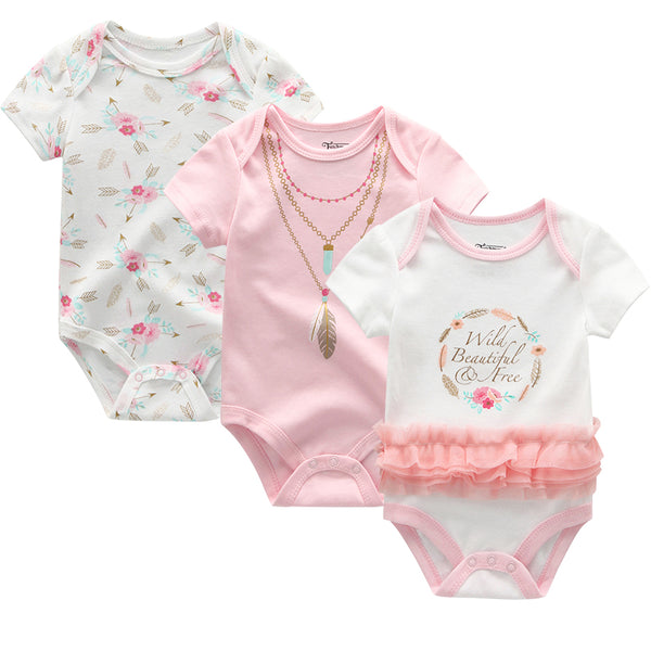 Bodysuits 5 Pieces/lot Baby Girl and Boy Short Sleeve Summer Climb Clothing  Baby Clothes Newborn Sets of Clothes for Girls Boys