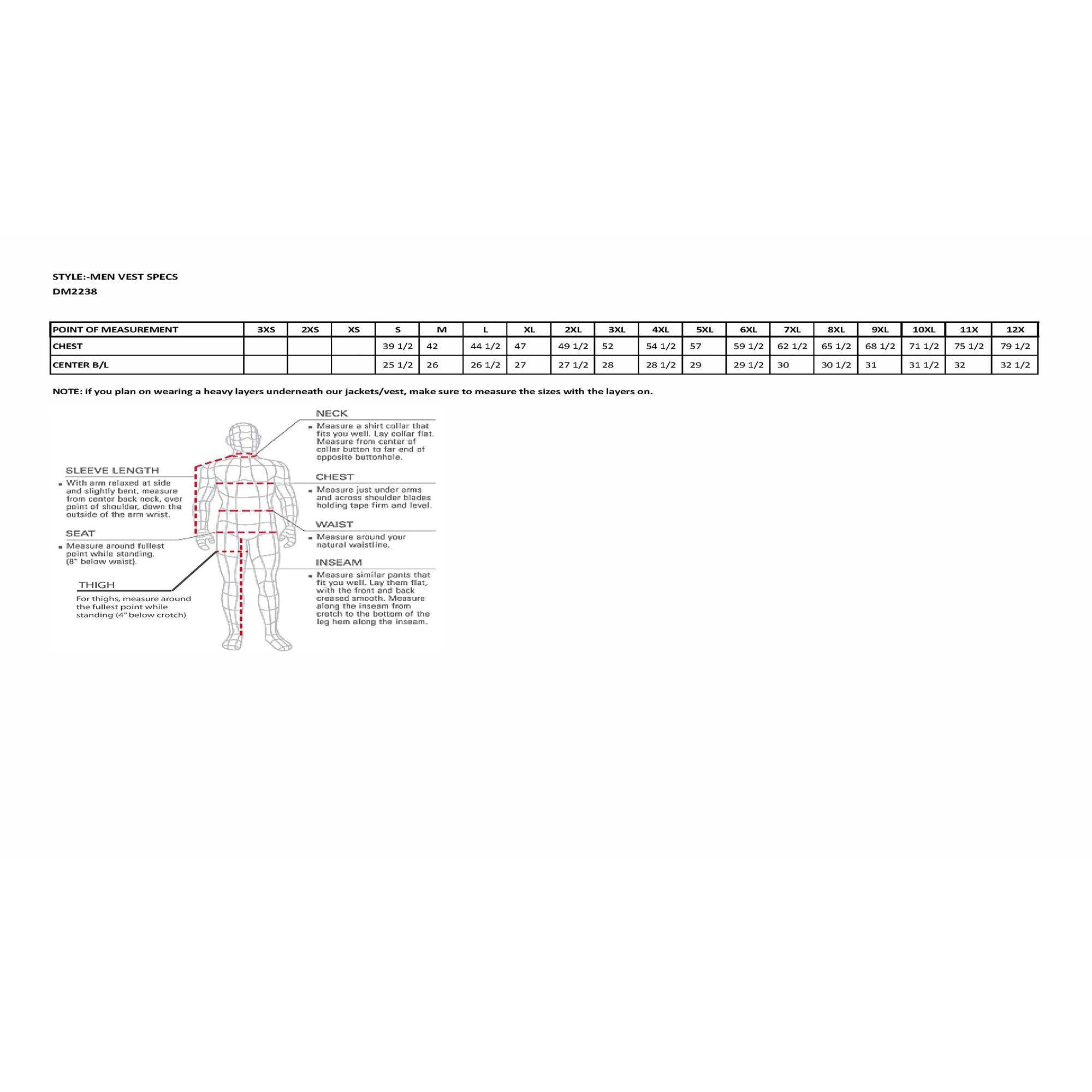 SIZE CHART