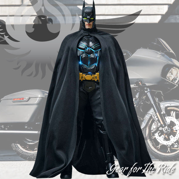 Batman with Motorcycle as background, Eagle Leather