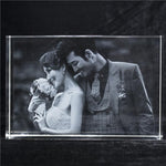 Personalized Crystal Glass Photo Frame-Moon & Back-Crystal Block-22x14x2cm (S) (8.66x5.51x.78in)-Moon & Back
