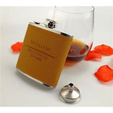 Personalized Groomsman Brown Leather Flask Gift Set-Moon & Back-Light brown paper box-Moon & Back