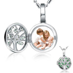 Personalized Photo Necklace - Life Tree - 925 Silver-Moon & Back-Moon & Back