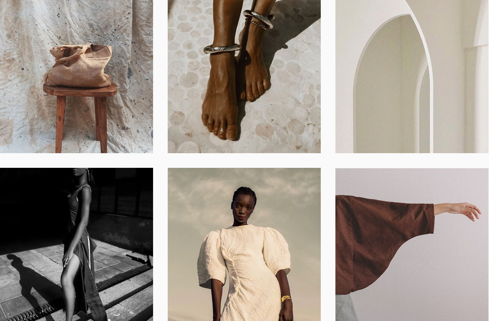Marisa Martins, fashion stylist and Instagram influencer, in a series of shots showing off her minimalist, tonal aesthetic on Instagram