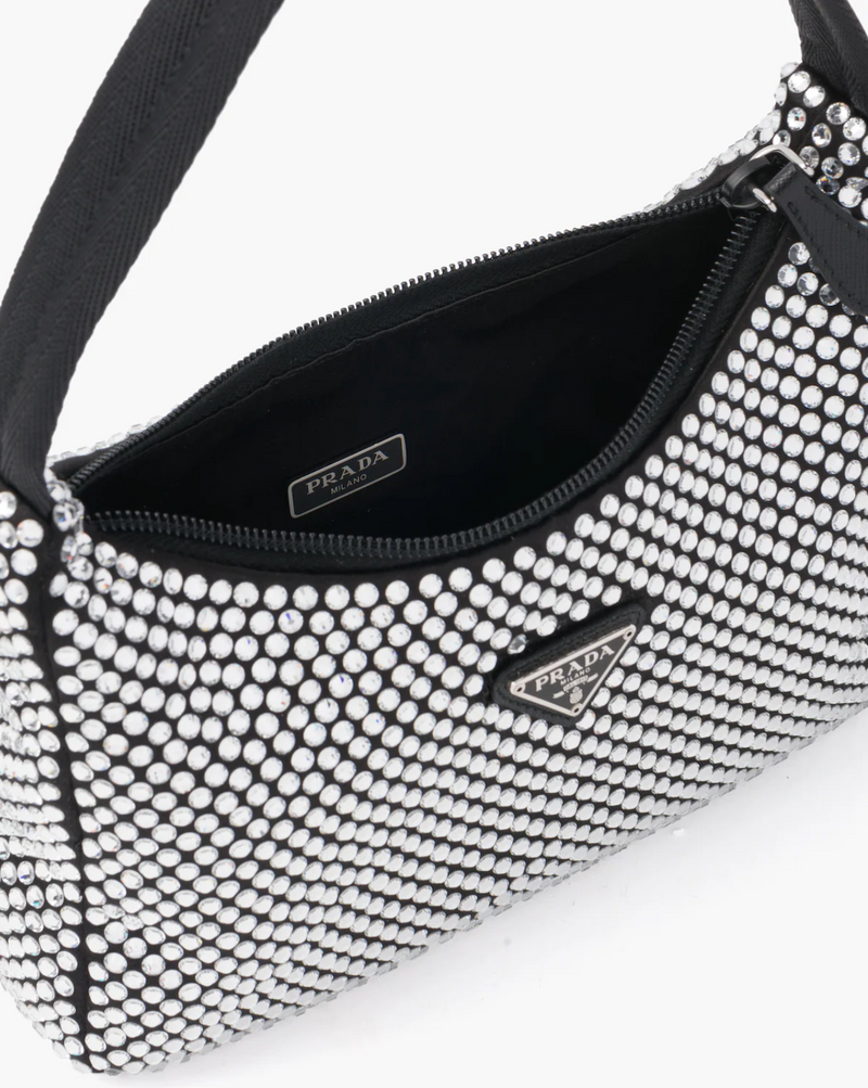 Rent Prada Re-Edition Crystal-Embellished Shoulder Bag | Rites Rental