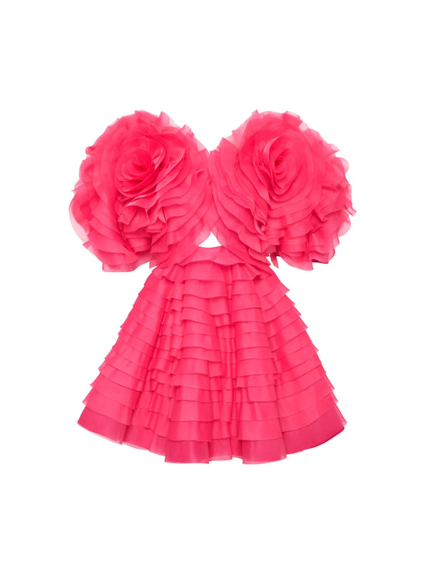 Baret Strapless Mini Dress, Hot Pink