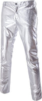 Men's Metallic Silver Slim Fit Pants